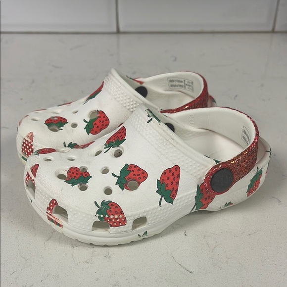 Crocs Child Kids Classic Graphic Clog Strawberry Print Glitter Heel